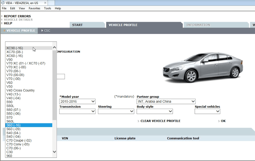 VOLVO VIDA DICE 2015A diagnosits software menu