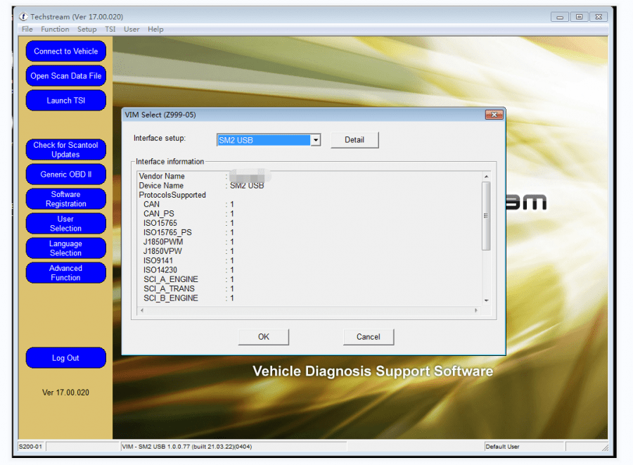 SM2 PRO J2534 Interface Passthru Softwares setting